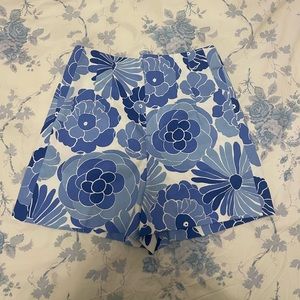 Zara blue printed high waisted shorts